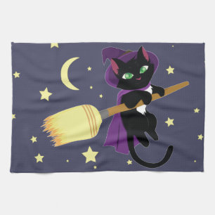 Paño De Cocina Gato de bruja volador