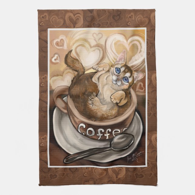 Paño De Cocina Gato de café (Vertical)