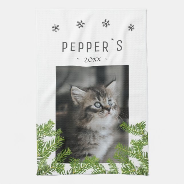 Paño De Cocina Gato de gatito Gatito Pine Snowflake Keepsake (Vertical)