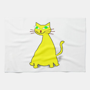 Paño De Cocina Gato de grasa amarillo