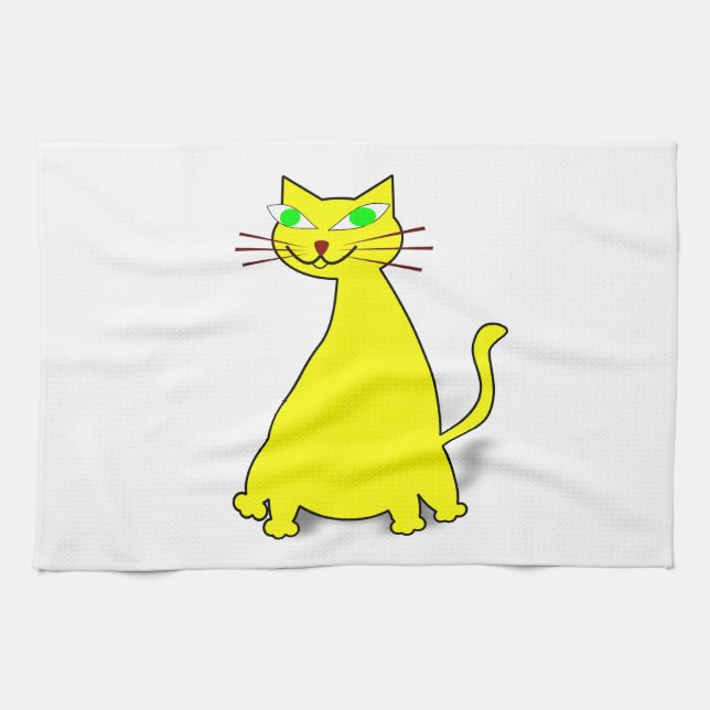 Paño De Cocina Gato de grasa amarillo (Horizontal)