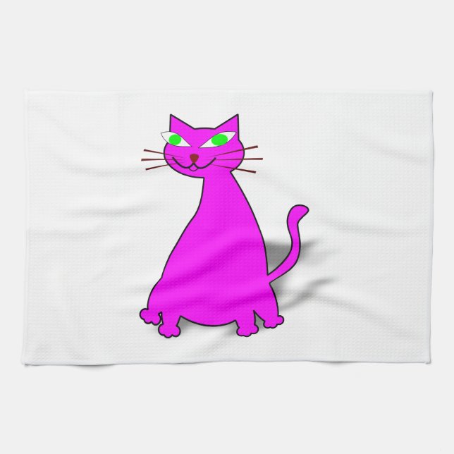 Paño De Cocina Gato de grasa rosa (Horizontal)