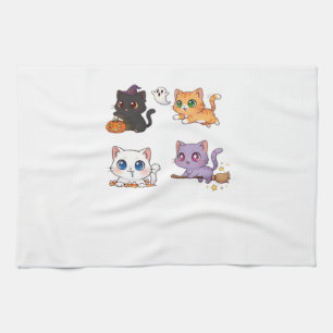 Paño De Cocina Gato de Halloween Felino Espeluznante y con Estilo