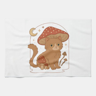 Paño De Cocina Gato de hongo Cottagecore con sombrero � Vintage l