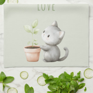 Paño De Cocina Gato de jardín con amor por las plantas