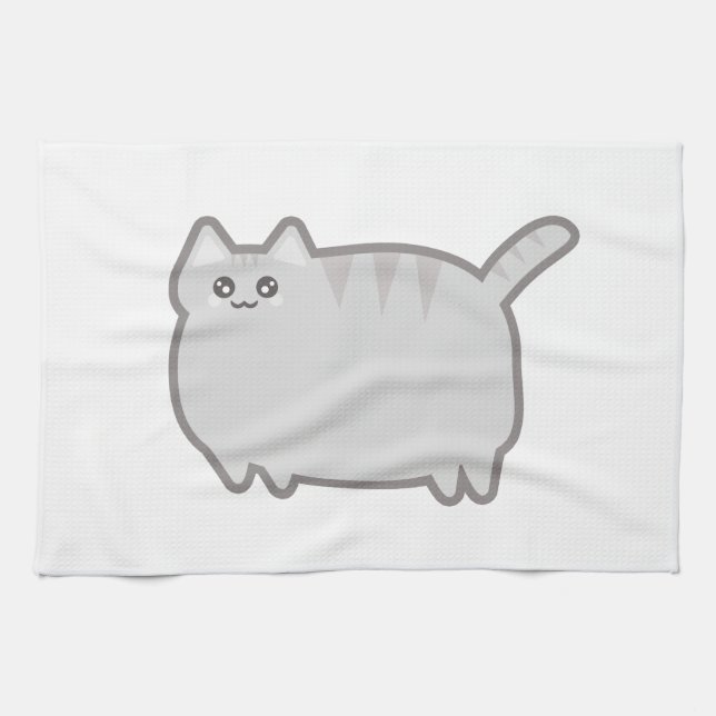Paño De Cocina Gato de la grasa de Kawaii (Horizontal)