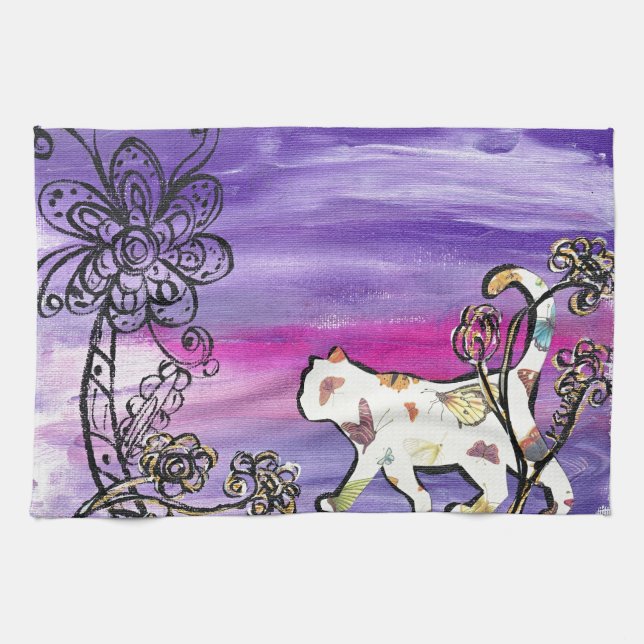 Paño De Cocina Gato de la mariposa (Horizontal)