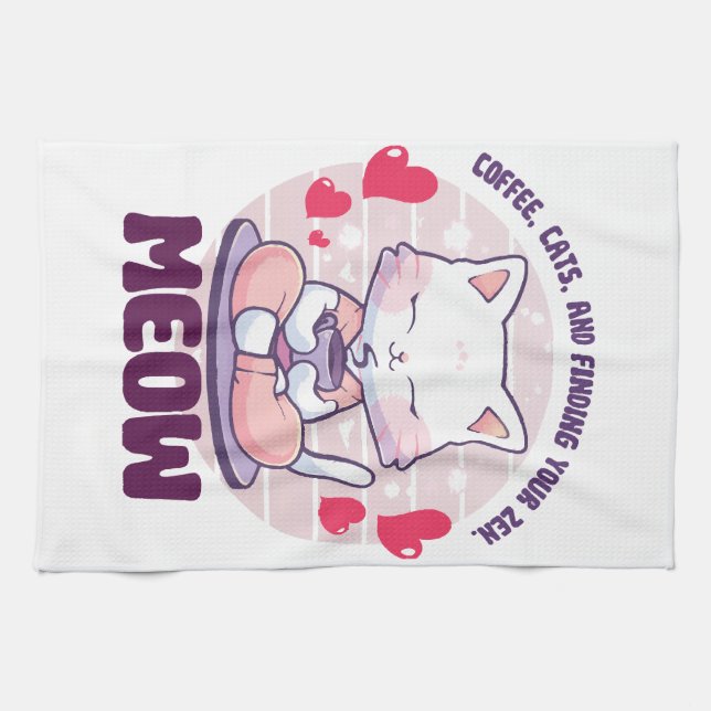 Paño De Cocina Gato de meditación - Gato Kawaii (Horizontal)