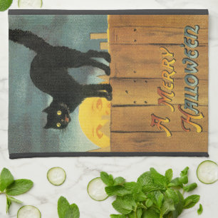 Paño De Cocina Gato de merry Halloween vintage de Ellen Clapsaddl