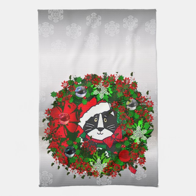 Paño De Cocina Gato de Navidad (Vertical)