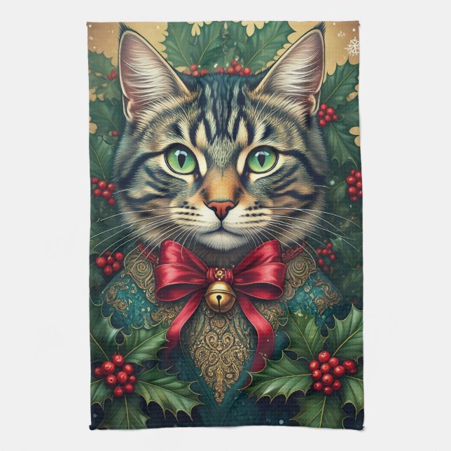 Paño De Cocina Gato de navidades 2024 (Vertical)