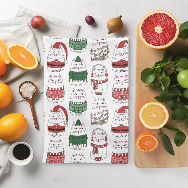 Paño De Cocina Gato de Navidades festivos graciosos (Subido por el creador)