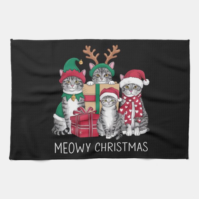 Paño De Cocina Gato de Navidades Meowy Xmas Graciosos Gatos Amant (Horizontal)