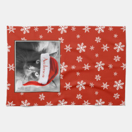 Paño De Cocina Gato de navidades, Personalizar con nombre