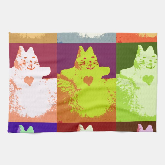 Paño De Cocina Gato de Nieve Pop Art (Horizontal)