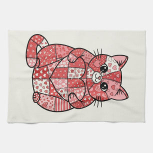 Paño De Cocina Gato de Parche Kitten Caprichoso Sosteniendo Arte 