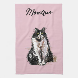Paño De Cocina Gato de Tuxedo Gatos Cuidados Pastel Blanco Negro