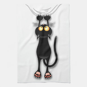 Paño De Cocina Gato divertido personaje rascando tela