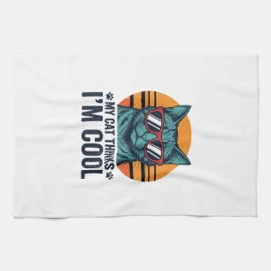 Paño De Cocina Gato Divertido Piensa Que Soy Genial Vintage