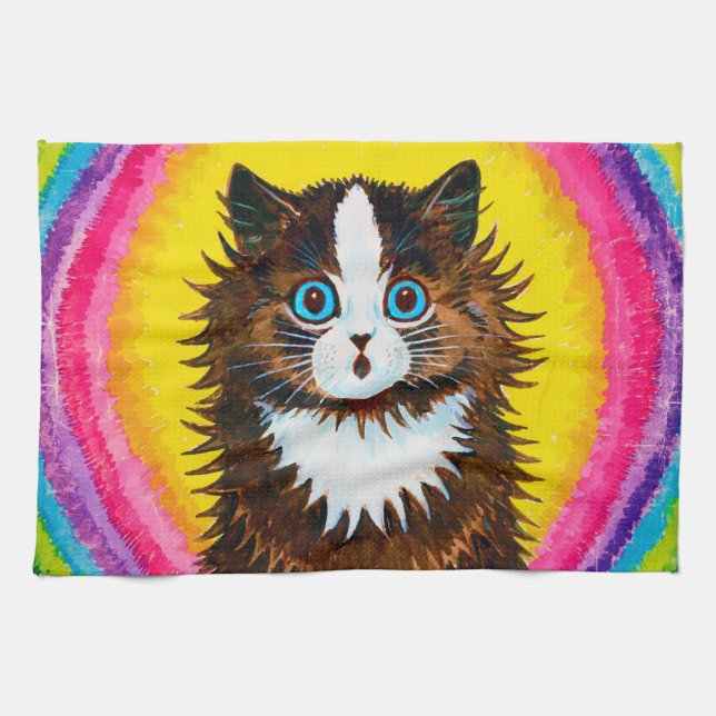 Paño De Cocina Gato en un arcoiris, Louis Wain (Horizontal)