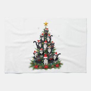 Paño De Cocina Gato esmoquin árbol de Navidad Luces de gato esmoq