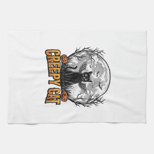 Paño De Cocina Gato espeluznante diseño de grabado vintage de Hal