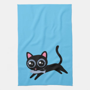 Paño De Cocina Gato gatito con pescado y regalo para novia