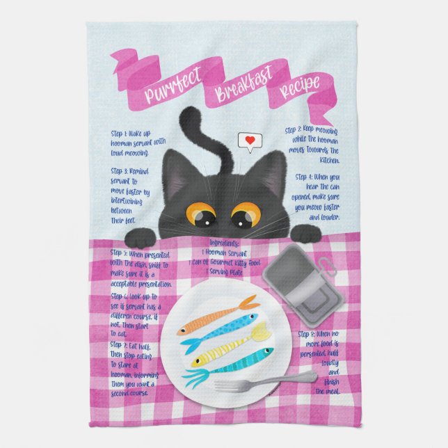 Paño De Cocina Gato gracioso negro (Vertical)