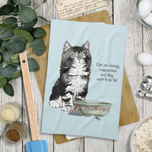 Paño De Cocina Gato Gris Atigrado Independiente Azul Divertido y