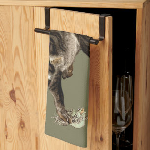 Paño De Cocina Gato japonés atrapando una rana