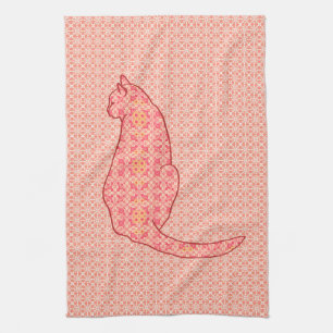 Paño De Cocina Gato japonés - batik anaranjado coralino