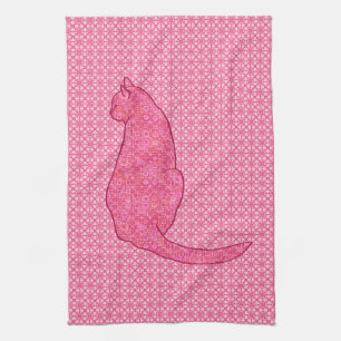 Paño De Cocina Gato japonés - Batik rosa de fucsia