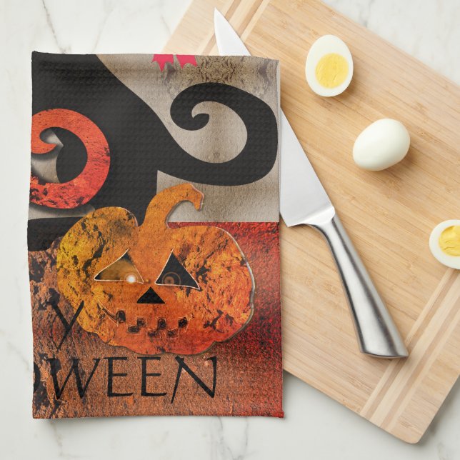 Paño De Cocina Gato Kitty de Halloween (Doblado Cuarto)