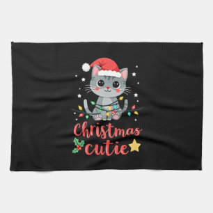Paño De Cocina Gato Navidad Gatito Lindo Camiseta de Navidad para