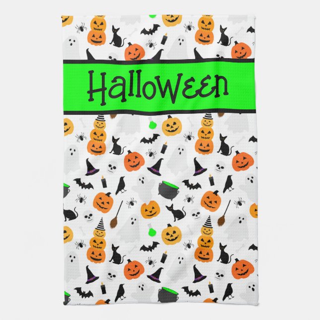 Paño De Cocina Gato negro de calabaza fantasma de Halloween para  (Vertical)
