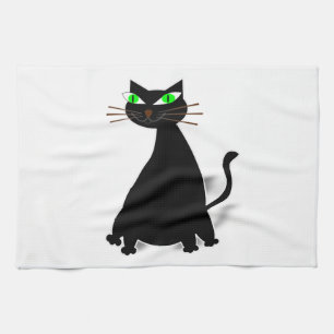 Paño De Cocina Gato negro de grasa con ojos verdes