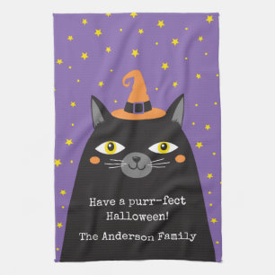 Paño De Cocina Gato negro de Halloween
