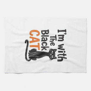 Paño De Cocina Gato Negro Divertido Grabado Vintage Diseño de Hal