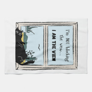 Paño De Cocina Gato negro divertido, soy la vista 