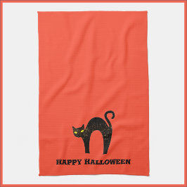 Paño De Cocina Gato negro espeluznante de Halloween