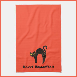 Paño De Cocina Gato negro espeluznante de Halloween