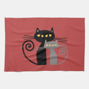 Paño De Cocina Gato negro, gato gris