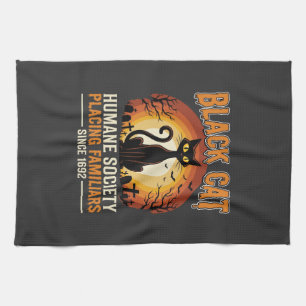 Paño De Cocina Gato Negro Halloween Familiar Antiguo Cementerio D
