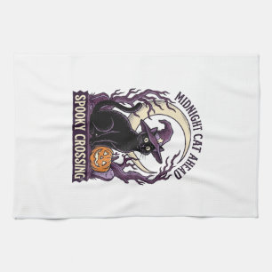 Paño De Cocina Gato Negro Halloween Grabado Antiguo Gato de Calab
