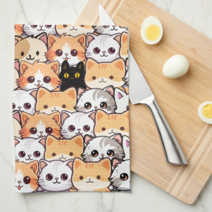 Paño De Cocina Gato negro lindo en gatos naranjas mascota Patrón 