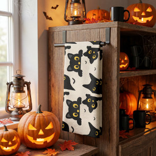 Paño De Cocina Gato Negro Lindo Halloween