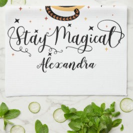 Paño De Cocina Gato negro mágico de estancia personalizada