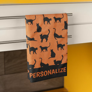Paño De Cocina Gato negro Naranja personalizado