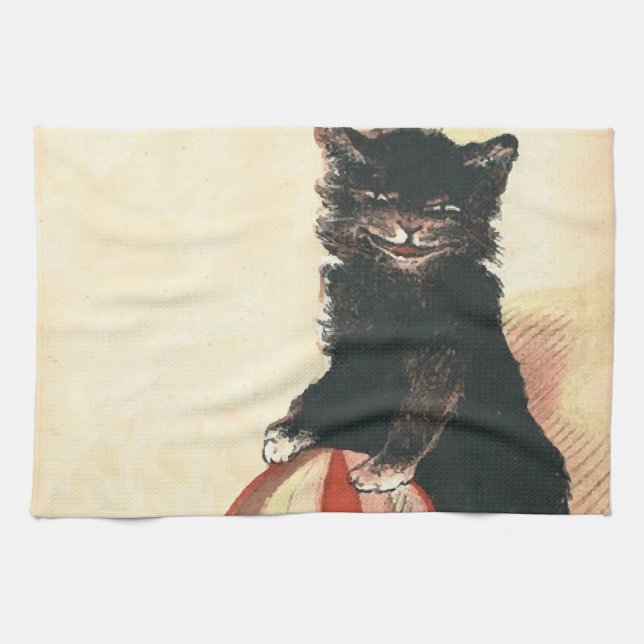 Paño De Cocina Gato negro Vintage HALLOWEEN (Horizontal)