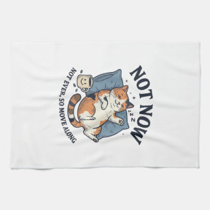 Paño De Cocina Gato Perezoso No Ahora Grabado Vintage Diseño Dive
